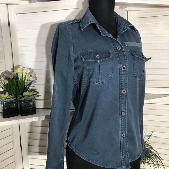 Marc Jacobs Y2K Canvas Shirt Blue Cotton Size 2 - Picture 2 of 9